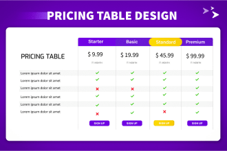 design outstanding pricing table, comparison chart and sell sheet