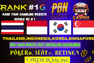 increase thai korea indonesia singapore high da DR homepage tf korean backlinks