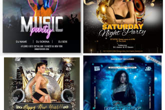 design event party club, dj concert flyer poster, event design