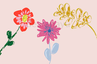 create hand drawn minimal vector floral art