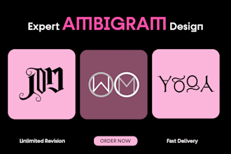 design a unique and readable ambigram for you or flipped word