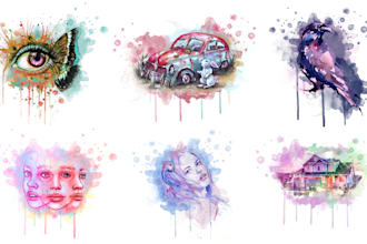 paint watercolor illustration or digital art from anything or any photo
