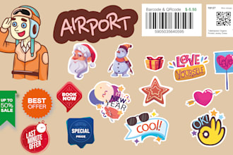 do custom sticker design, emoji, adhesive, barcode sticker