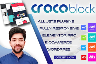 build dynamic website with astra, crocoblock,  elementor pro