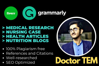 write medical and healthcare articles and nutrition blogs