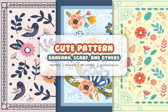 create cute pattern for bandana, scarf, and others