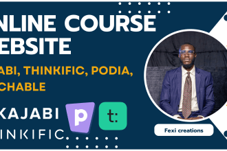 design online course website on kajabi thinkific podia teachable online course