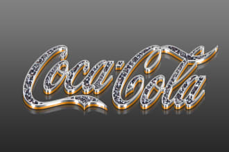 convert your logo or text into a diamond luxury  3d silver gold style