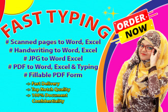 do typing, retype documents, notes, PDF to word, fast typist