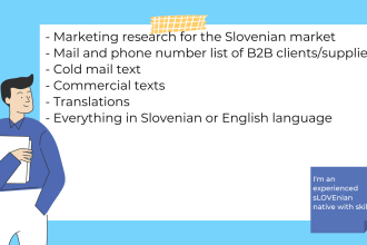 research slovenian market, write cold emails and translate