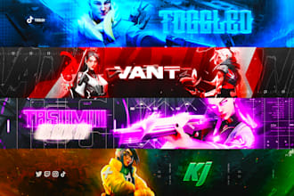 design valorant 3d banner and logo for youtube,twitch,kick,discord