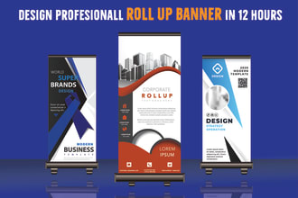 design roll up banner, pull up banner, web banner, flyer and retractable banner
