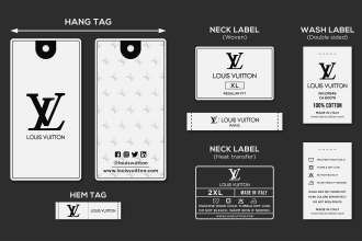 design luxury hang tag, clothing label, neck label, clothing tag