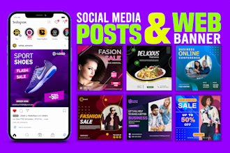 design social media posts, web banners and google ads for your brand