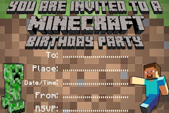 customize a minecraft quality birthday invitation
