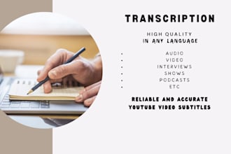 do transcription for video or audio in any language
