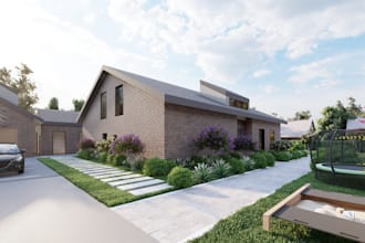 design modern 3d yard and pool renders