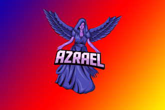 design girls angel mascot logo with satisfaction guaranteed