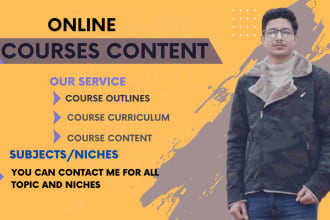prepare online course content,  course curriculum,  and course creation