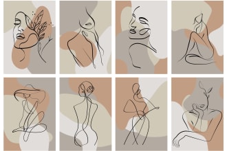 draw unique one line art, minimalist abstract paintings