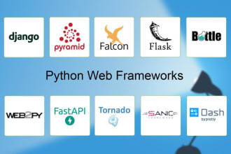 develop website and web app using python, fastapi, flask, django