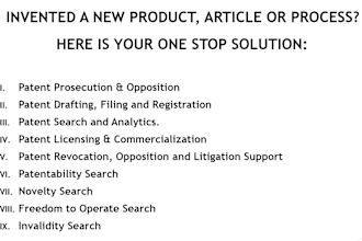 do patent searching drafting  prosecution and filling for your inventions