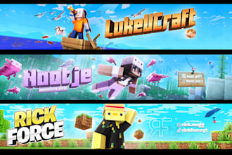make good minecraft banner for youtube, fast delivery