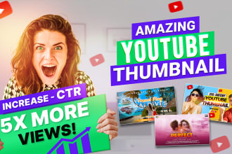 do catchy amazing custom youtube thumbnail design