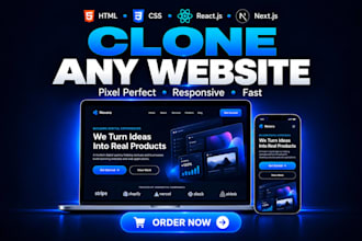 clone any website in HTML, CSS, react js, next js