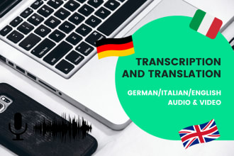 transcribe and translate german, italian and english audio and video