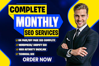 do complete monthly SEO services with keyword research, on page and off page