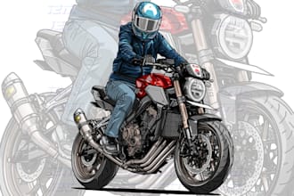 draw you motorbike into vector illustration