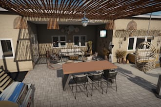 do landscape design, garden front yard, outdoor backyard pool, patio pergola