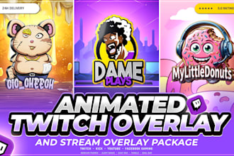 design animated twitch overlay, stream package
