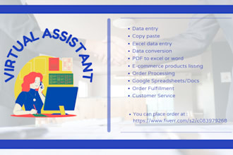 virtual assistant, data entry, ecommerce, customer services