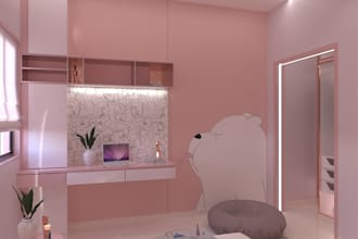 cute bedroom designing and rendering