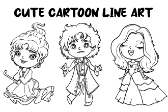 create a line art coloring book for children