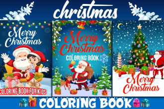 create christmas coloring book cover for children kids