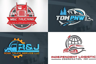 do logistics transport trucking moving and cargo logo design