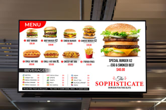 design static tv screen menu and digital menu board