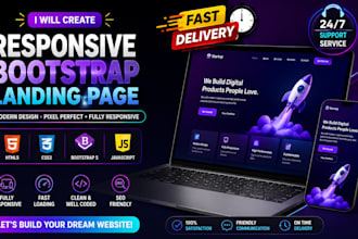 create a responsive bootstrap landing page with modern UI