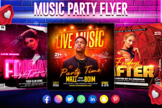 design amazing night club, party, instagram flyer and online flyer