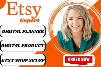setup etsy digital product store, etsy digital planner, digital product