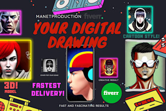 make crazy designs about yourself cartoon style and 3d fast