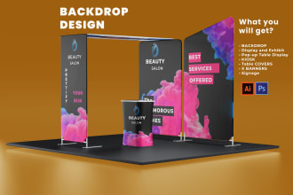 design elegant trade show booth, kiosk and backdrop