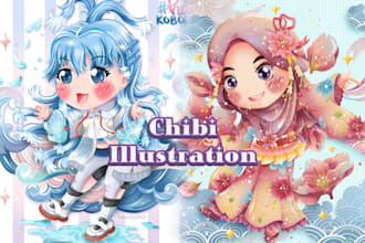 draw single or couple chibi illustration for you