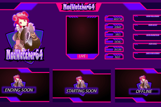 create twitch mascot logo overlay and banner