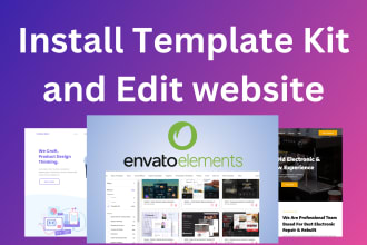 install elementor template kit and edit content