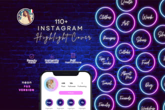 provide neon instagram highlight cover, ready to use