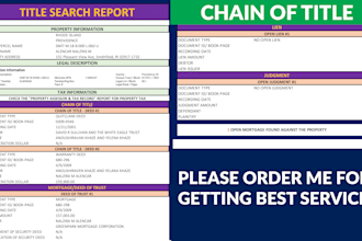 do full title search, chain of title with all document images